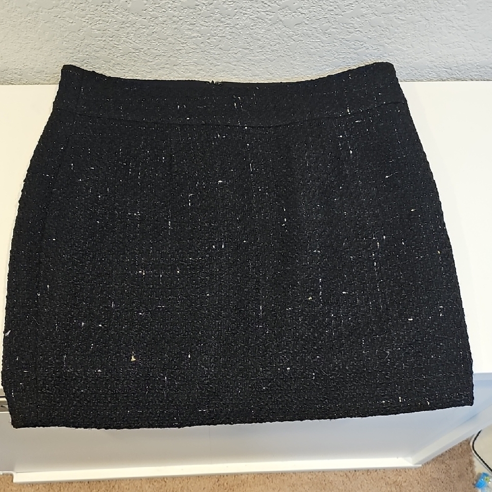 Maison Jules Black Tweed Skirt With Modern Gold Accents